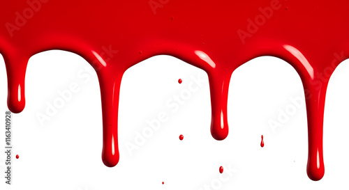 red dripping paint isolated on transparent background - Design element PNG cutout
