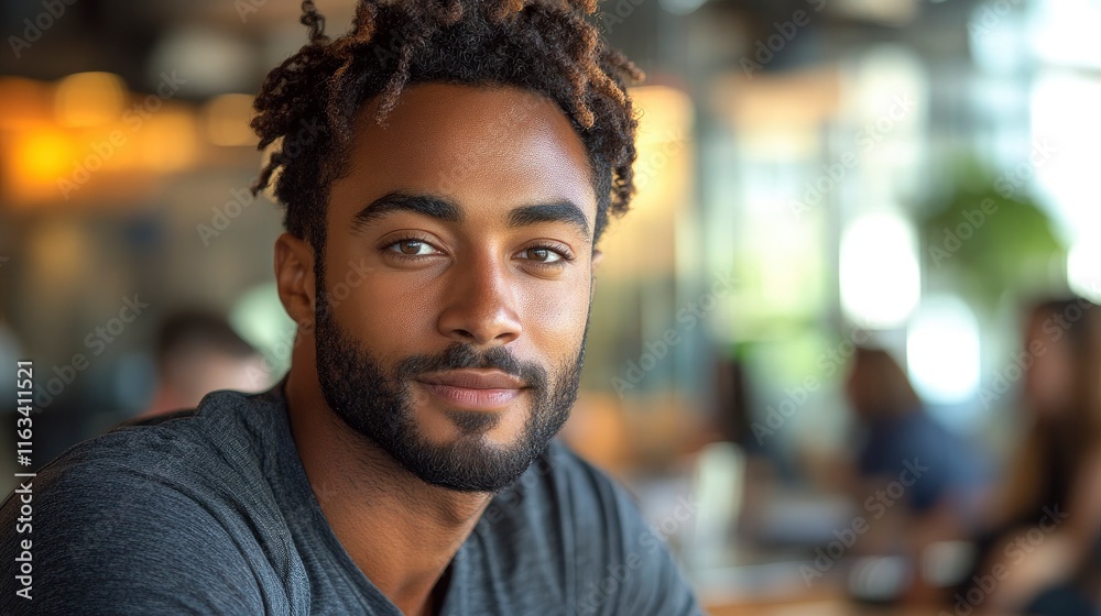 Fototapeta premium Entry-level employee takes notes during team meeting, showing focused expression while seated in contemporary conference room