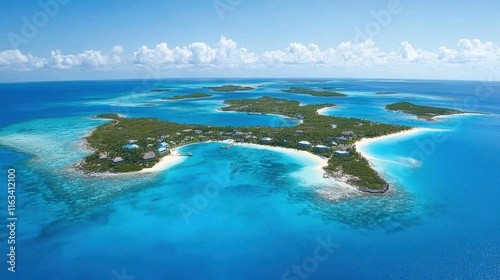 Aerial View of Remote Island Paradise with Clear Water