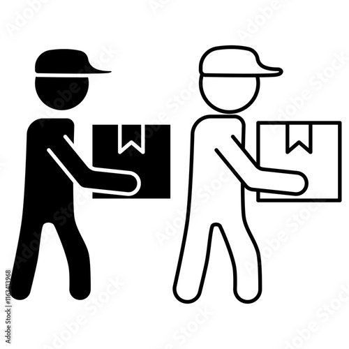 package delivery person icon, delivery courier, simple flat style, illustration, logo sign symbol pictogram template, for ui or ux isolated on white for mobile app, editable
