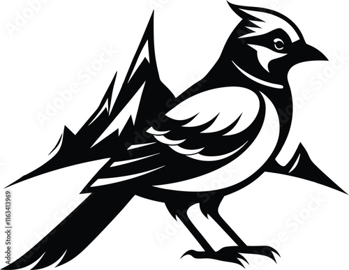 blue jay animal in mountain black color silhouette vector photo