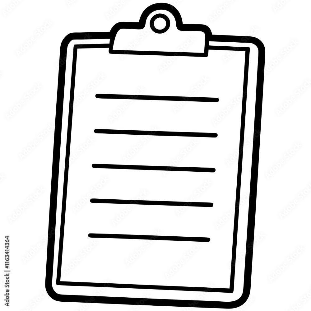 Clipboard Line Art Vector Illustration Clipboard Line Art Vector Illustration