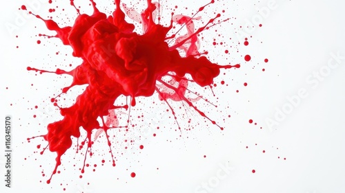 Vibrant Red Liquid Explosion A Dynamic Splash of Color on White Background