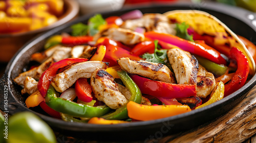 Sizzling Beef Fajita Platter on Hot Grill: Appetizing Tex-Mex Cuisine Ready to Serve