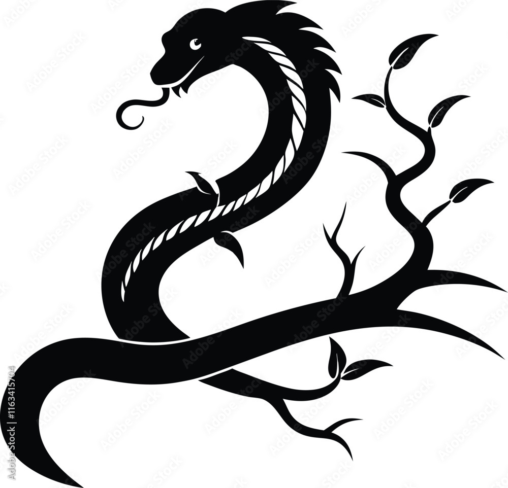 green anaconda animal in branch black color silhouette vector green anaconda animal in branch black color silhouette vector