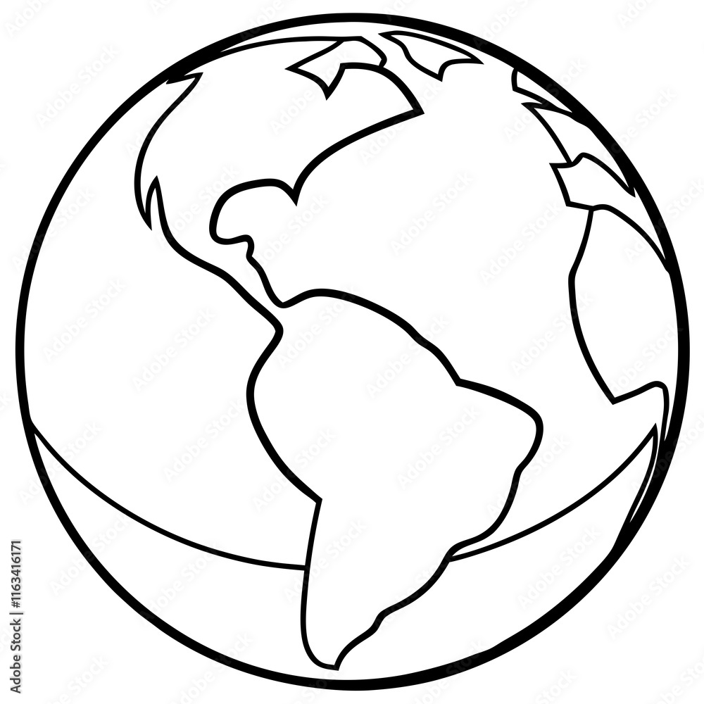 Earth Globe Line Art Vector Illustration Earth Globe Line Art Vector Illustration