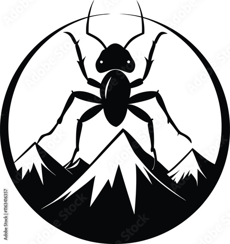  leafcutter ant animal in mountain black color silhouette vector