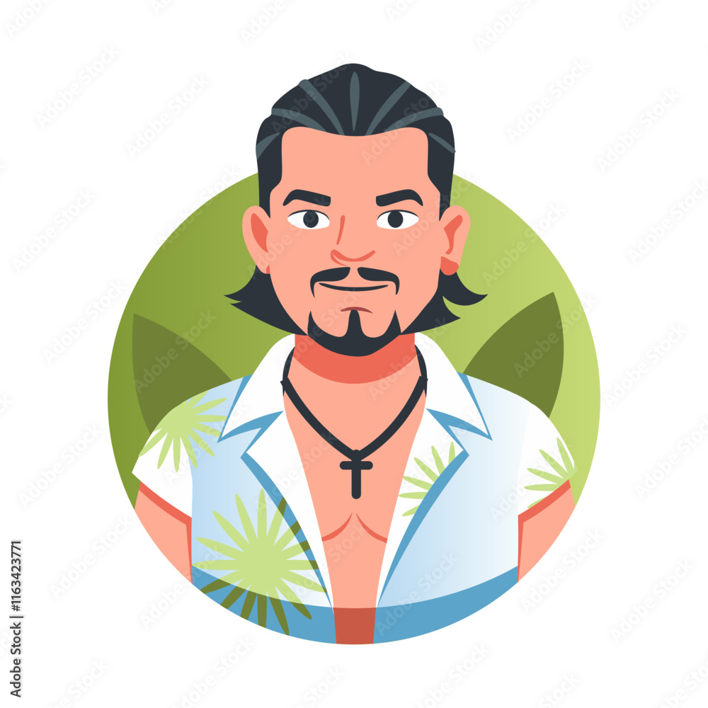 Fototapeta premium Chicano artist portrait illustration in flat style 