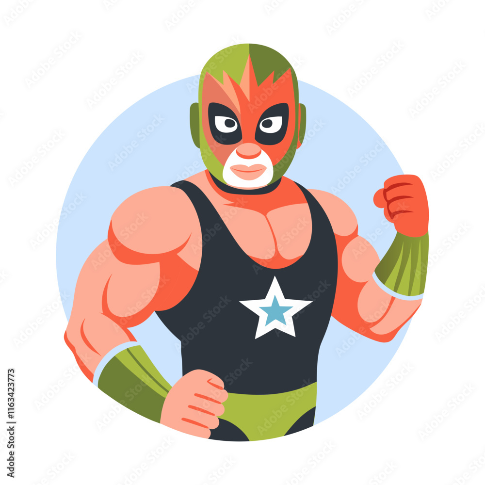 Fototapeta premium A flat illustration of mexican wrestler character 