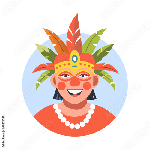 A flat illustration of smiling carnival performer character 