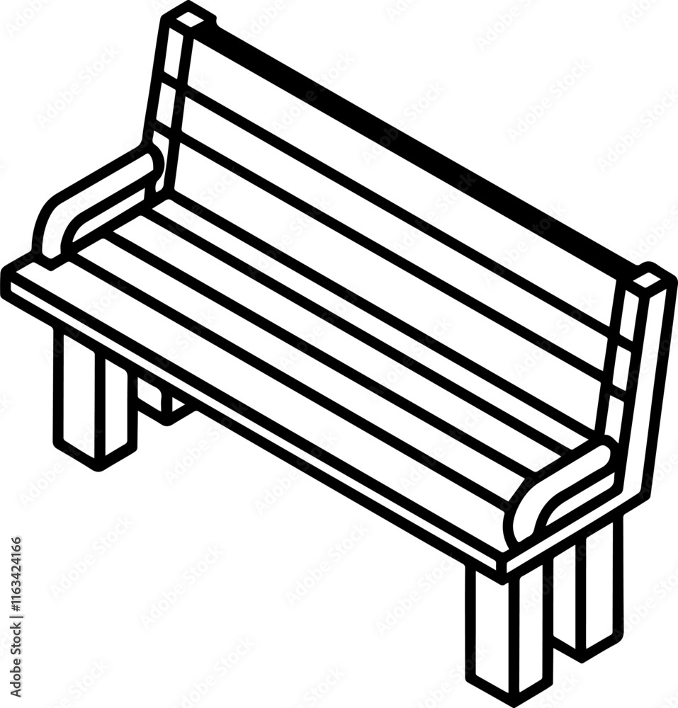 Minimalist Flat Vector line art of a Bench - Isolated Design Minimalist Flat Vector line art of a Bench - Isolated Design