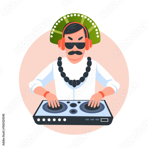 Mexican music mixer illustration in flat style 