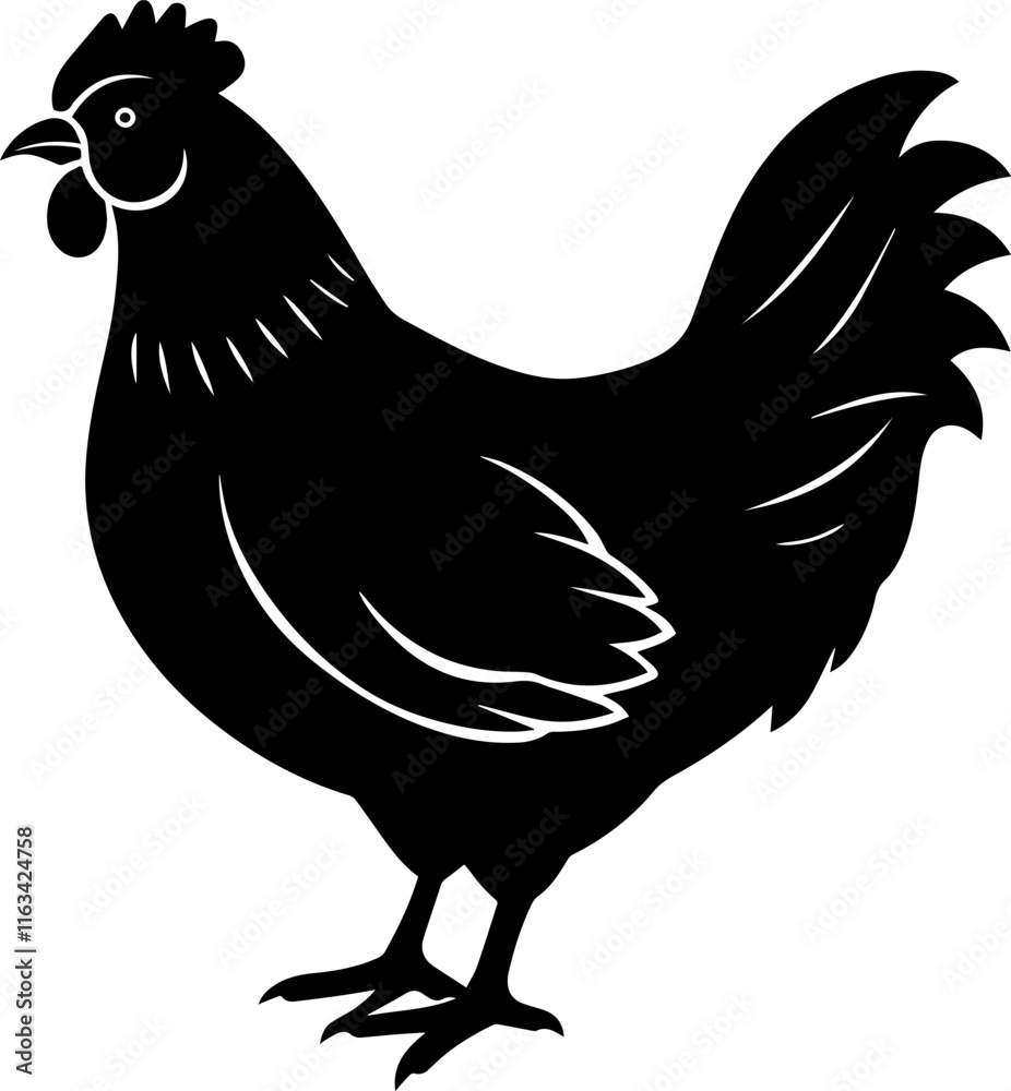 Chicken Silhouettes on a Clean White Background Chicken Silhouettes on a Clean White Background