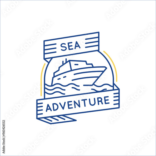 Sea adventure logo. Simple Logo with a sea yacht. Ideal for branding yacht clubs, sailing teams, and nautical-themed businesses. Vector illustration