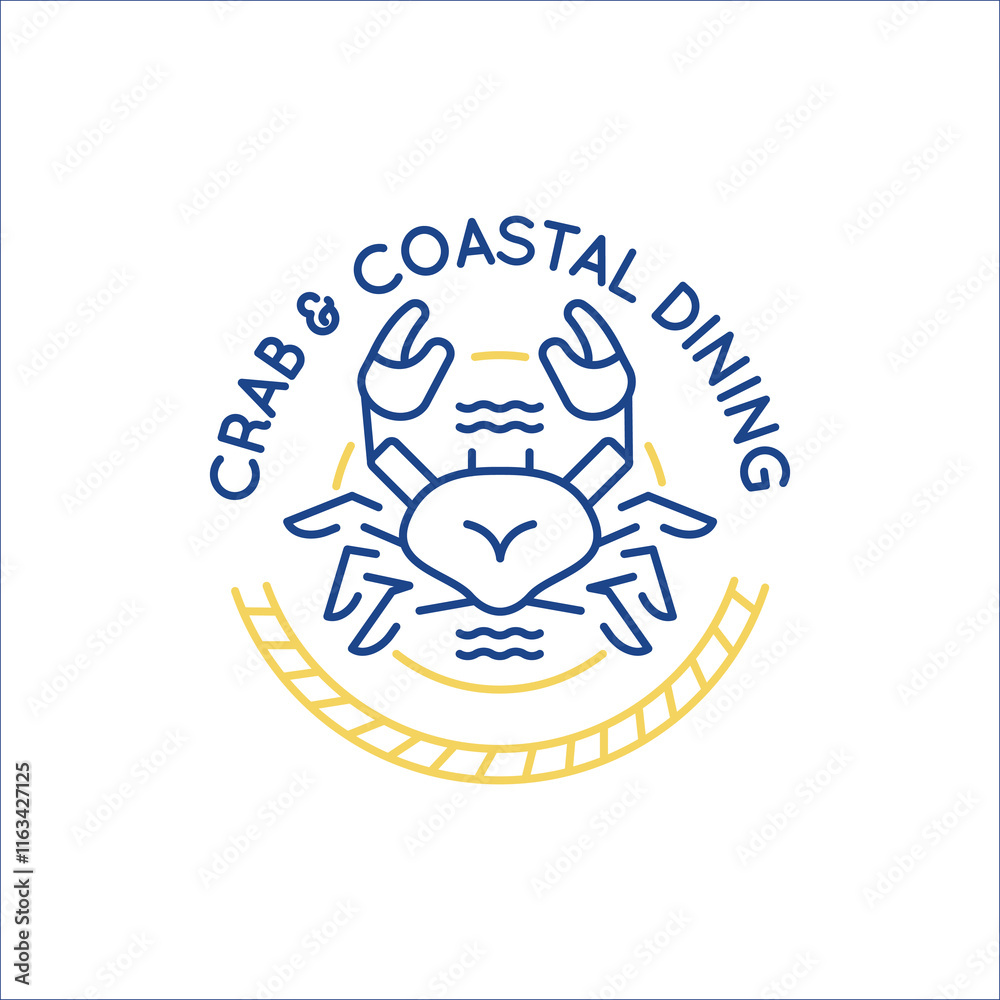 Obraz premium Simple Logo with Crab coastal dining icon. Simple Logo with crab icon for social media, app, and web design. Vector illustration.