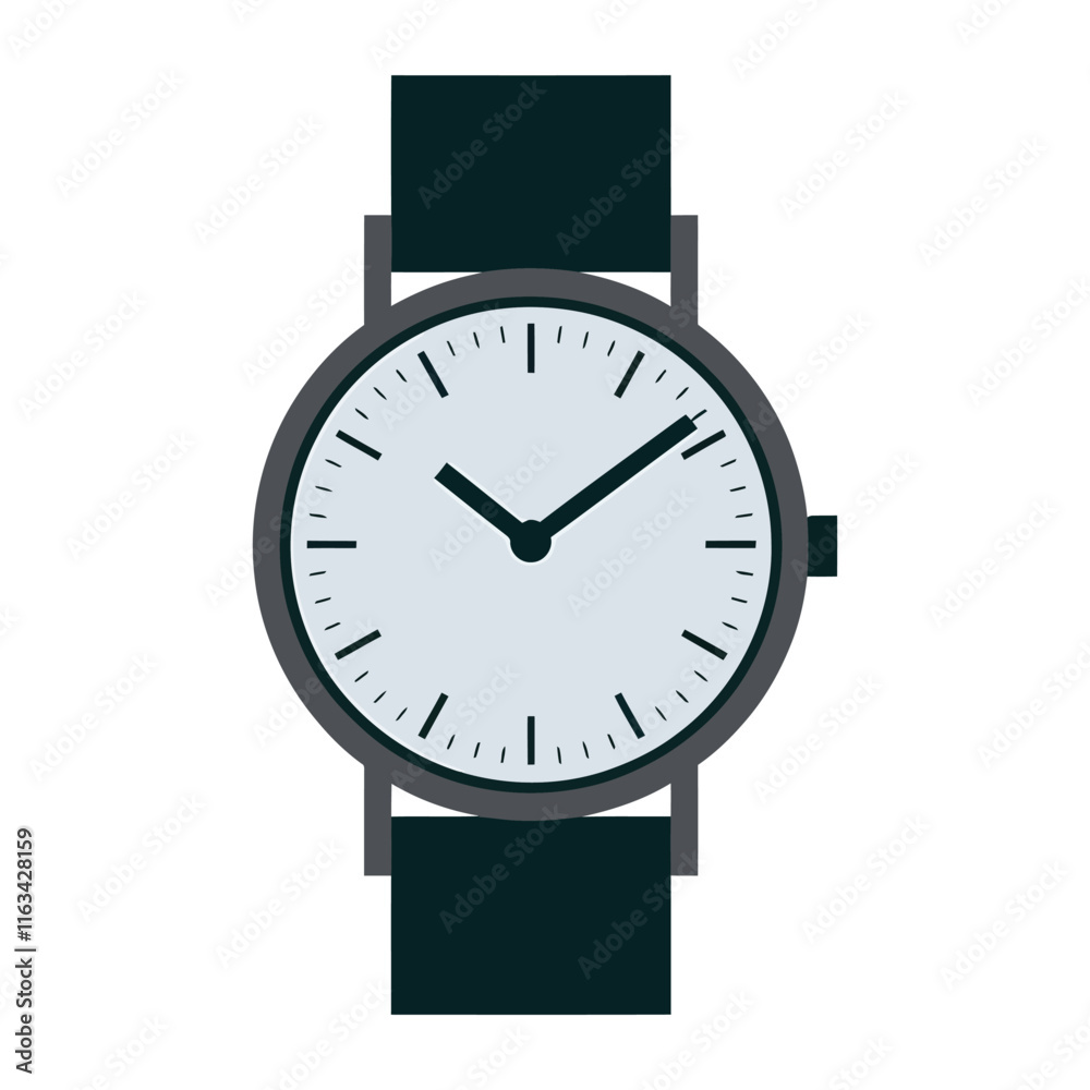 Modern Minimalist Wristwatch Vector, Men Hand Watch Vector Illustration isolated on white background