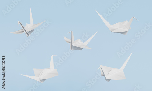 흰색 종이 학  White Paper Crane Bird photo