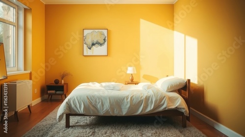 Sunny Bedroom with Wooden Bed and Minimalist Decor