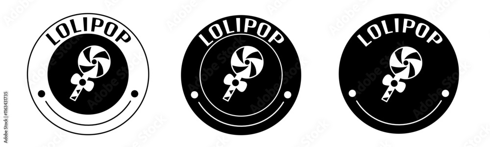 Black and white illustration of lolipop icon in flat. Stock vector. Black and white illustration of lolipop icon in flat. Stock vector.