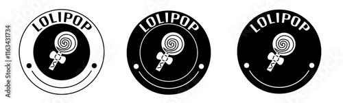 Black and white illustration of lolipop icon in flat. Stock vector.