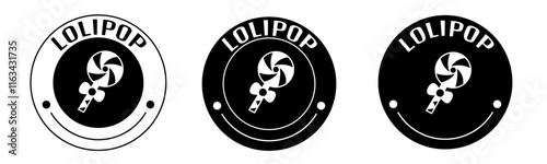 Black and white illustration of lolipop icon in flat. Stock vector.