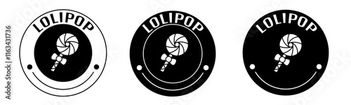 Black and white illustration of lolipop icon in flat. Stock vector.