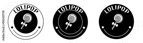 Black and white illustration of lolipop icon in flat. Stock vector.