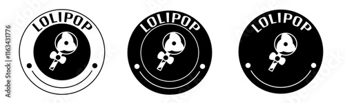 Black and white illustration of lolipop icon in flat. Stock vector.
