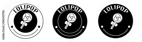 Black and white illustration of lolipop icon in flat. Stock vector.