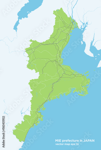日本の三重県のシンプルな緑色のロードマップ