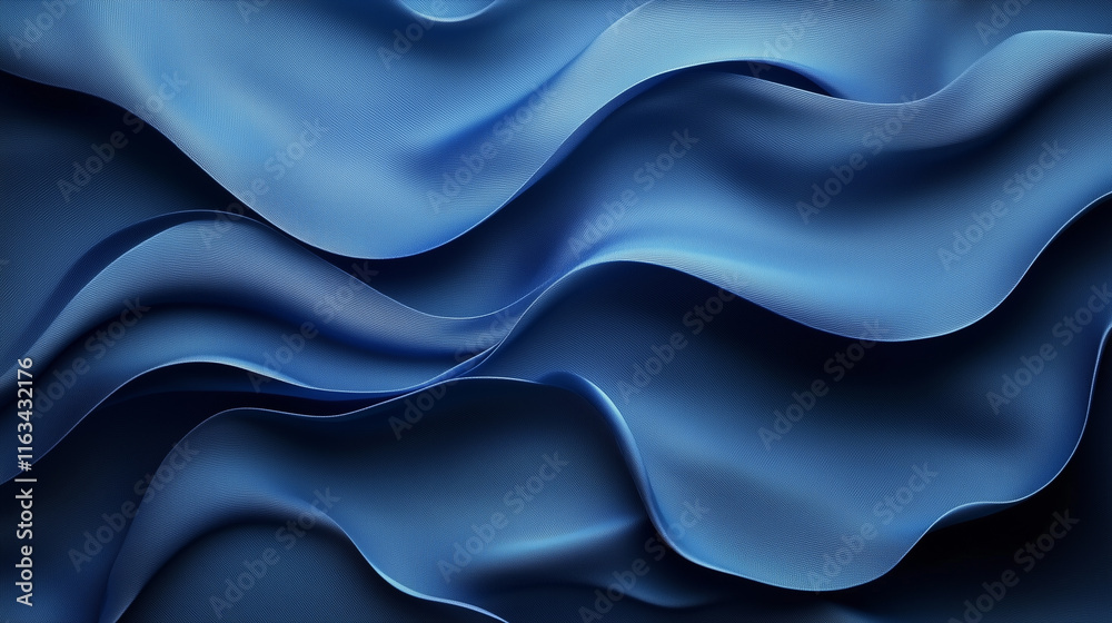 Blue Satin Waves with Flowing Textured Design Blue Satin Waves with Flowing Textured Design