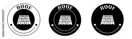 Black and white illustration of roof icon in flat. Stock vector.