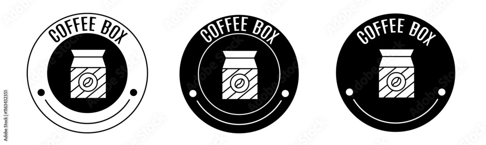 Black and white illustration of coffee box icon in flat. Stock vector. Black and white illustration of coffee box icon in flat. Stock vector.