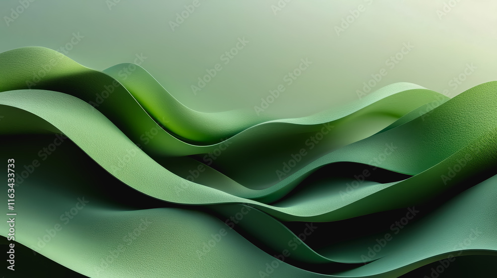 Fototapeta premium Vibrant Green Abstract Background Featuring Flowing Wavy Lines Creating a Dynamic and Energetic Visual Experience of Nature