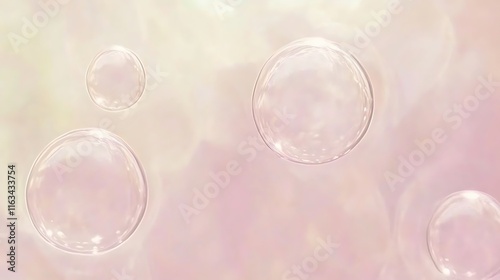Floating Bubbles Against A Soft Pink Background