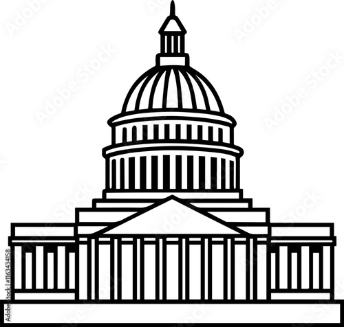 united states capitol hill building outline vector illustration