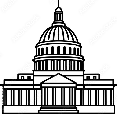 united states capitol hill building outline vector illustration
