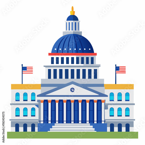 united states capitol hill building vector illustration