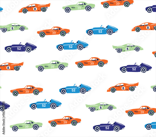 boys sports car pattern print vector art