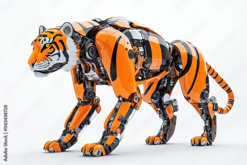 A Mechanical Tiger Robot Design In Orange And Black