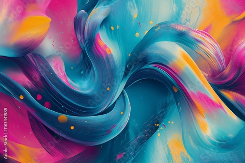 Colorful abstract waves with swirling patterns and vibrant motion photo