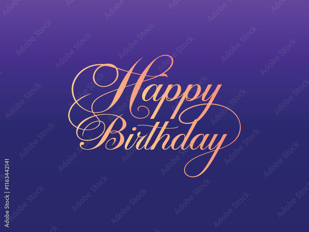 Beautiful luxury Happy Birthday text on blue gradient background vector template Beautiful luxury Happy Birthday text on blue gradient background vector template