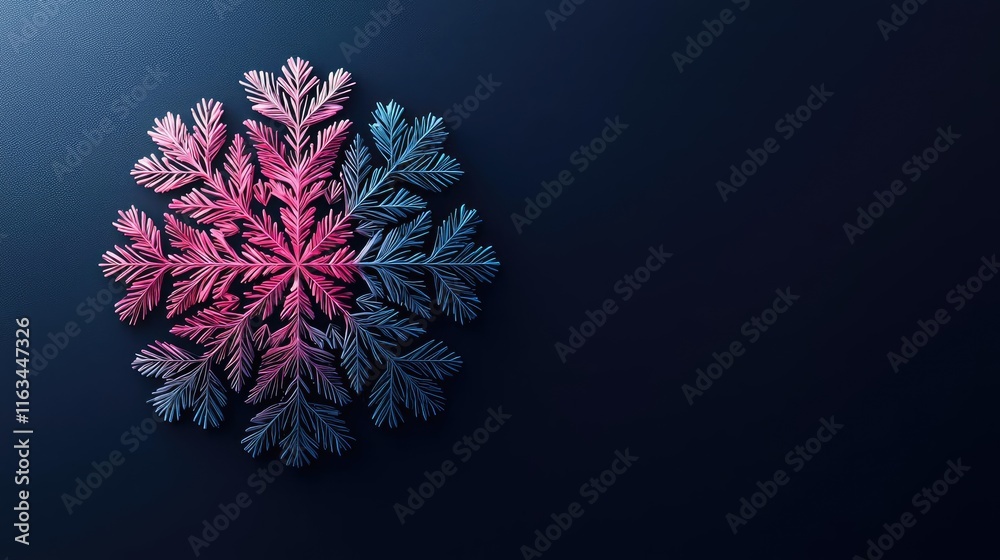 Fototapeta premium Snowflake abstract background concept. Beautiful snowflake design creating a stunning visual effect on a dark background.