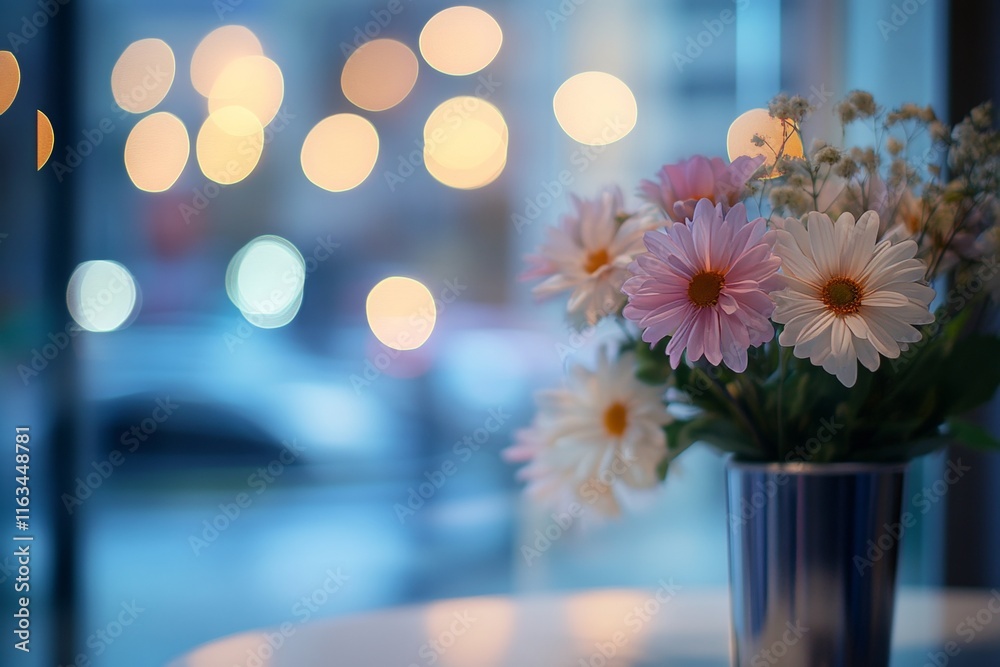 Modern office interior with blurred bokeh lights and glass door for design and presentation use Modern office interior with blurred bokeh lights and glass door for design and presentation use