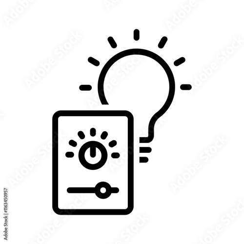 Vector black line icon for Lights dimmer