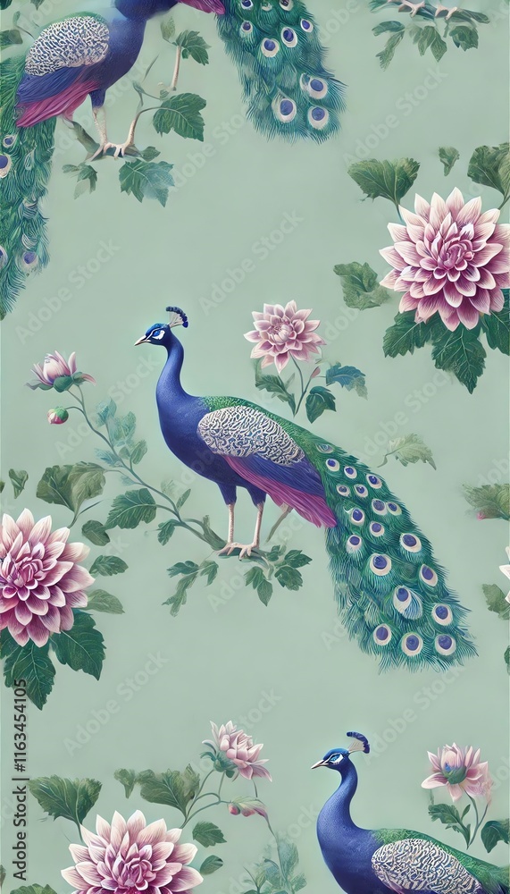Obraz premium peacook wallpaper with flower