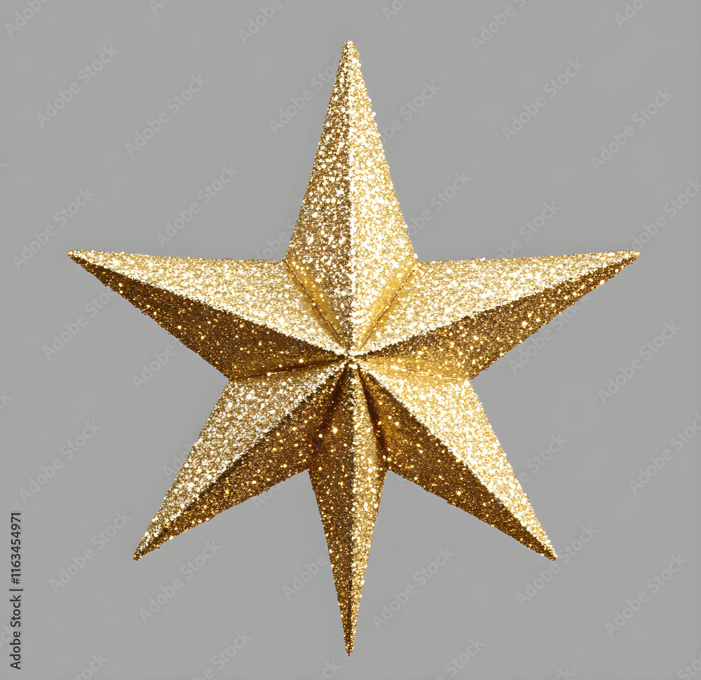 Fototapeta premium Collection of Glittering Gold Stars - Festive Holiday Decorations in Various Styles. AI generative.