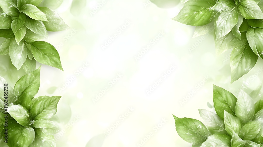 Lush Green Leaves Frame Soft Background Lush Green Leaves Frame Soft Background