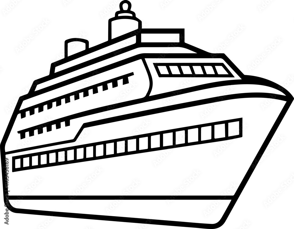 Refined Outline Art of a Modern Luxury Yacht Cruising on the Ocean Refined Outline Art of a Modern Luxury Yacht Cruising on the Ocean