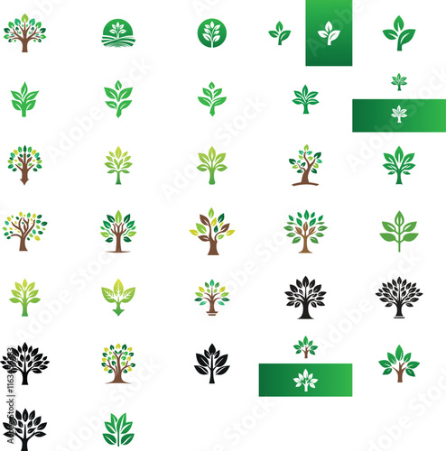 Complete Collection of Trees, Fully Editable Vector Design Set